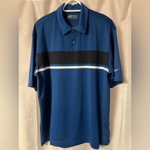 Nike Blue, White and Black Polo Golf Shirt Performance Design. Size Large